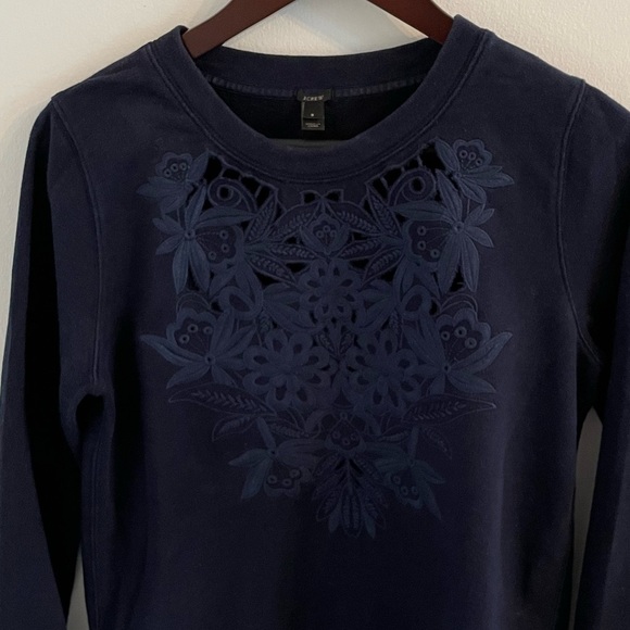 J Crew Embroidered Navy Sweatshirt | S - Picture 3 of 7